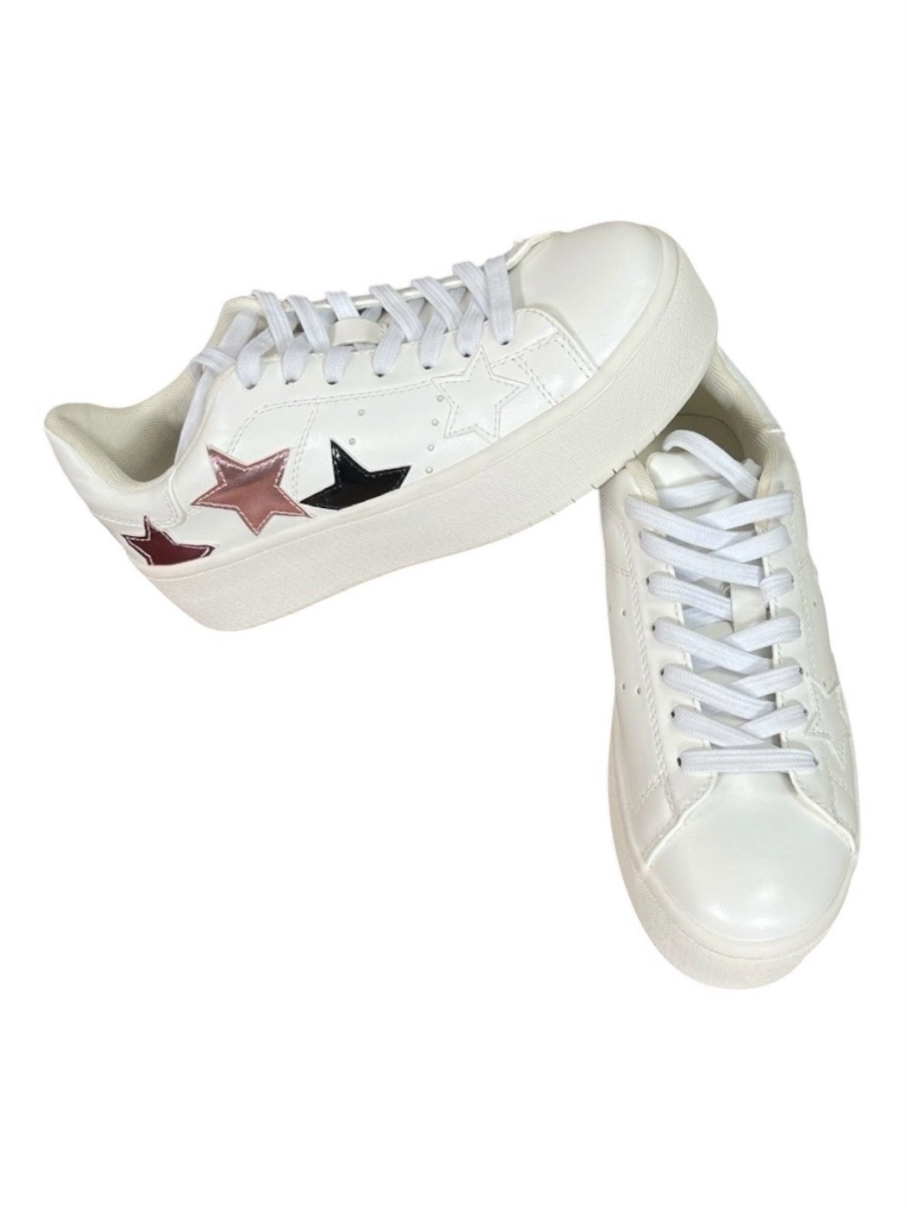 J. Adams Hero White Star Platform Sneakers NWOT Size 6.5